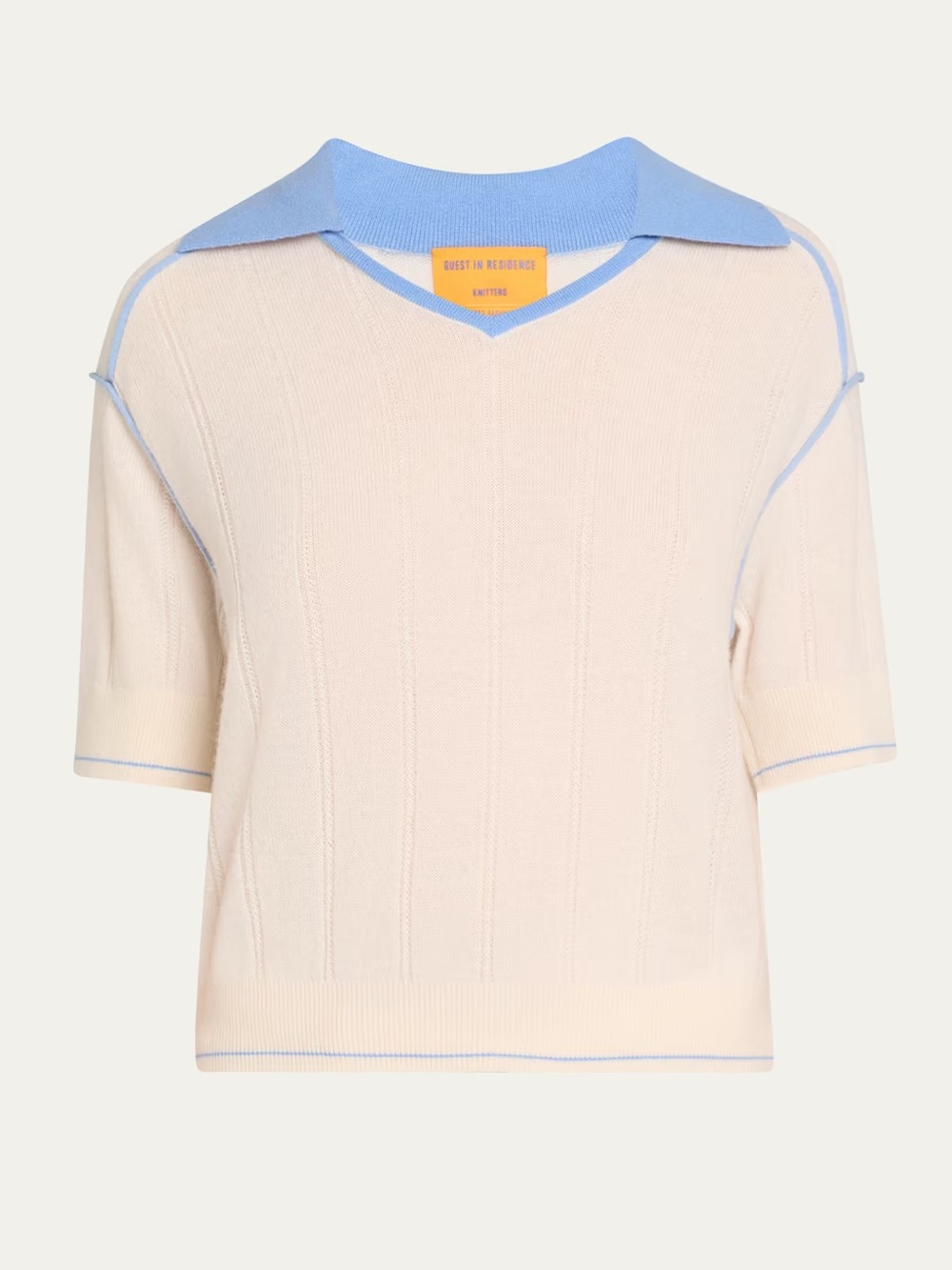 Guest In Residence Knitters Pele Cashmere Sweater V Neck Short Sleeve Tee Size S - Picture 1 of 11